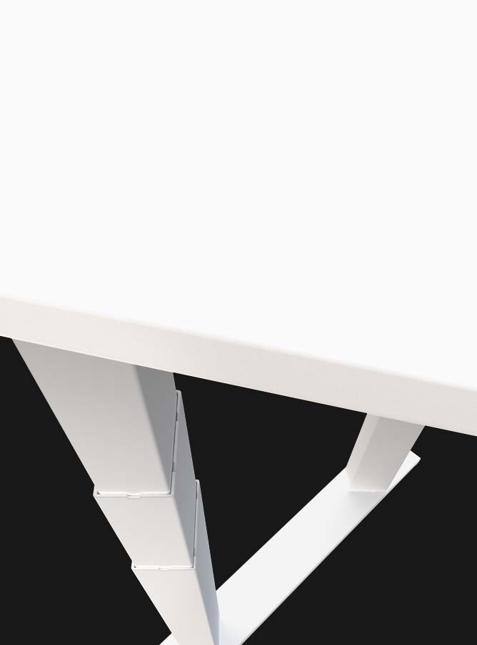 four column white adjustable desk