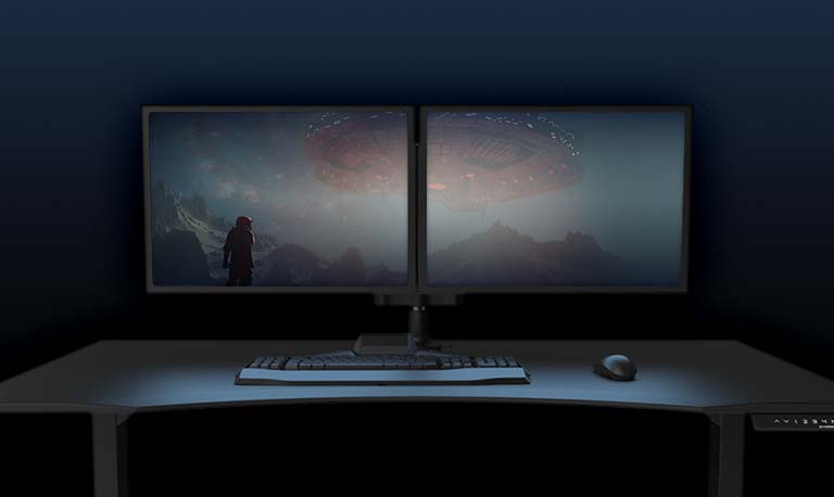 Premium AI Image  Sleek and modern gaming desk with hightech