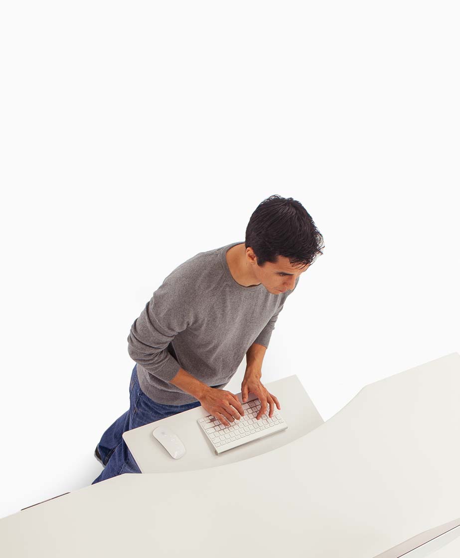 Evodesk rising from sitting to standing