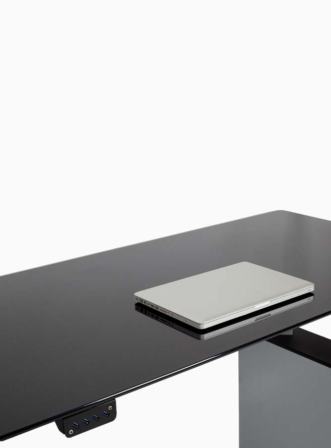 four column white adjustable desk